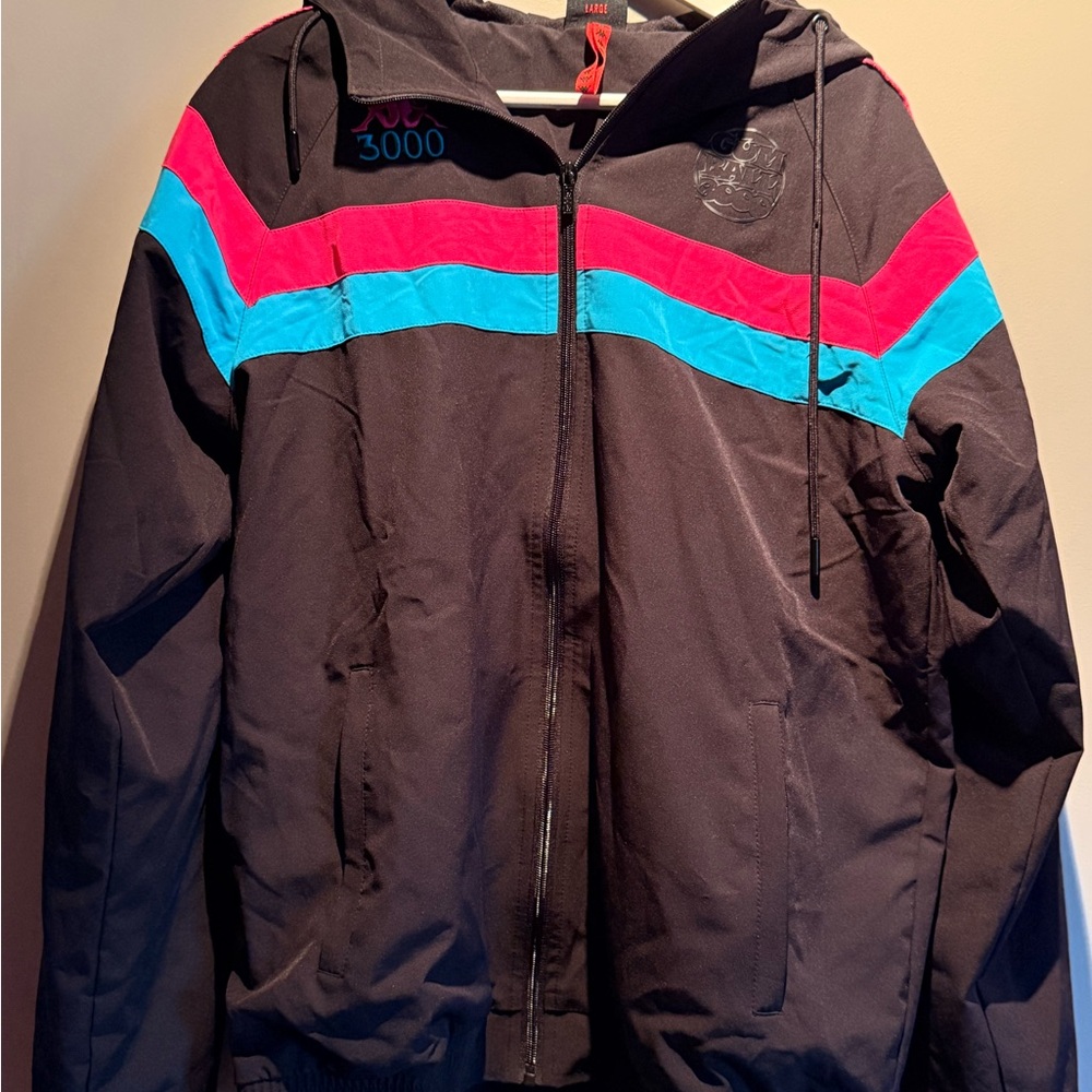 Kappa Black Jacket with Red and Blue Stripes